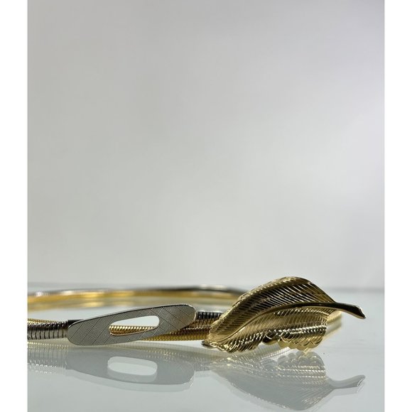 Vintage Belt Bundle Sz XS/S Stretchy Snake Belts Lot of Silver Tone Gold Leaf - Picture 4 of 8